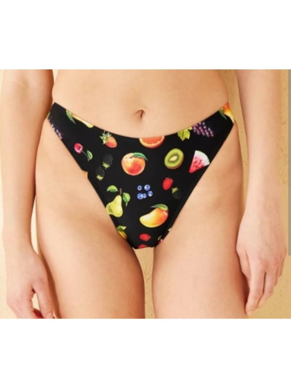 NWT Wild Fable Black Bikini Bottom with Fruit Print - Size: